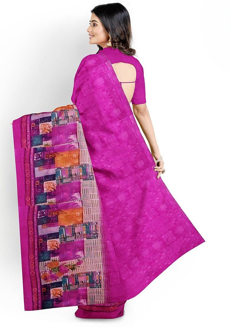 Pink Embroidered Georgette Saree Set