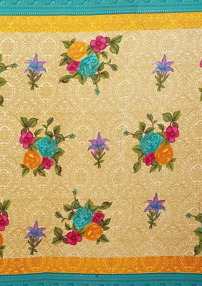 Beige Embroidered Georgette Saree Set