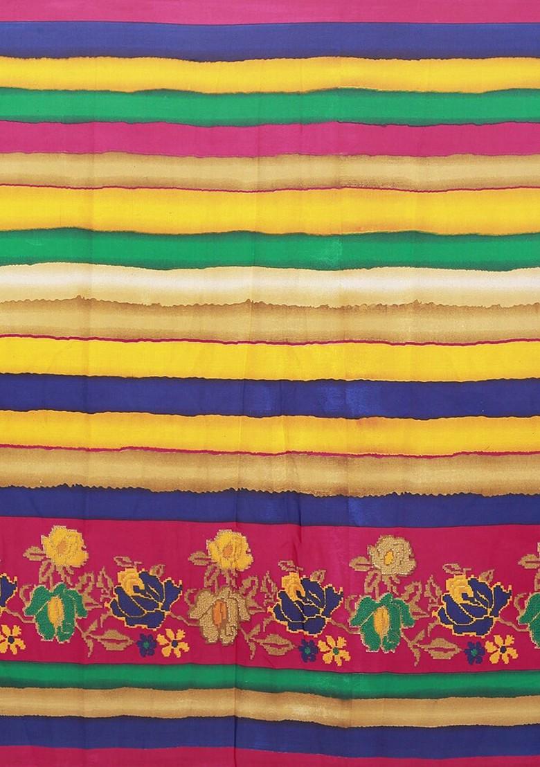 Turquoise Blue Embroidered Georgette Saree Set (Set Of 2)