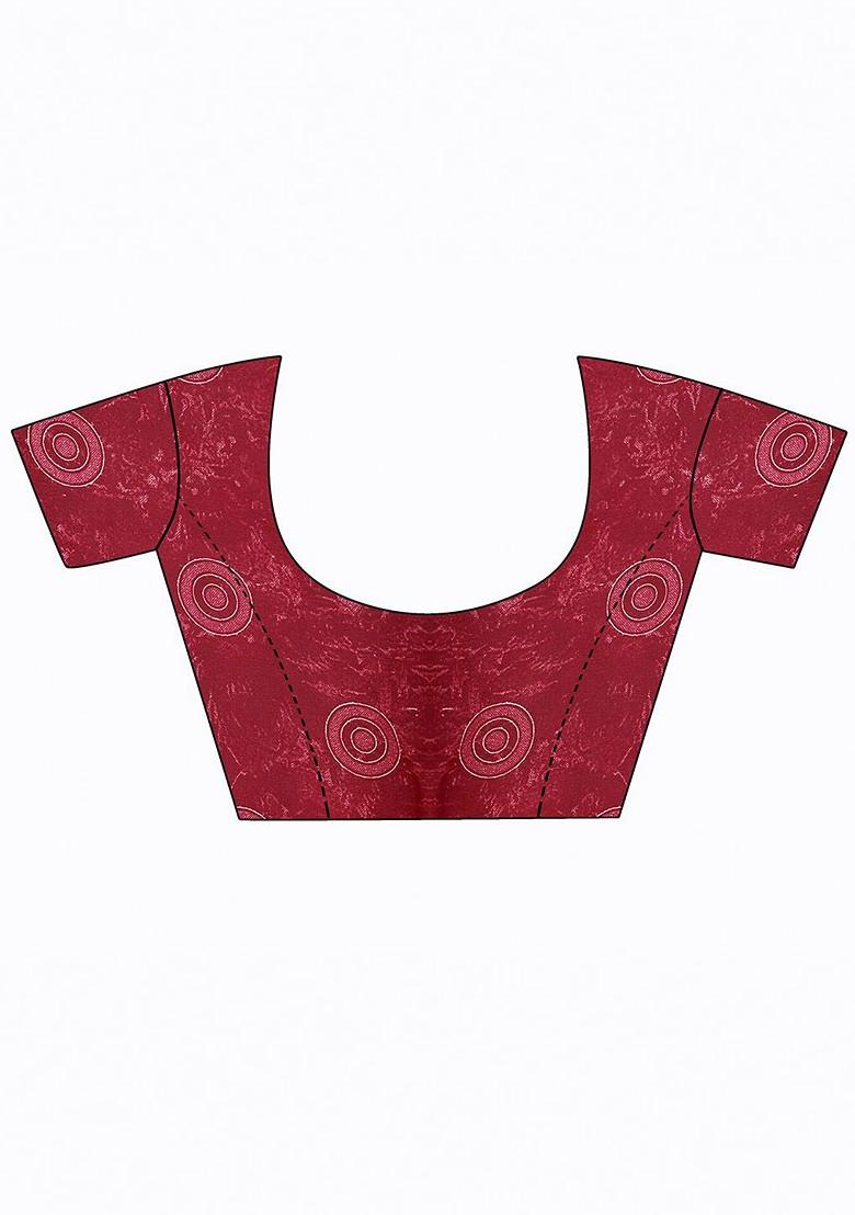 Magenta Floral Georgette Saree Set (Set Of 2)