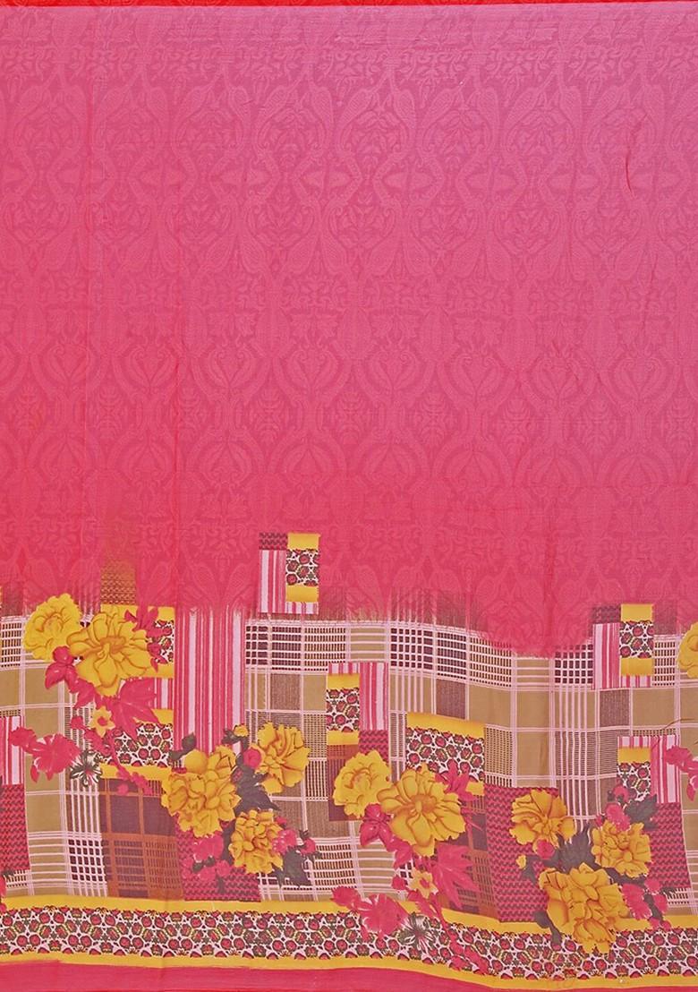 Beige Embroidered Georgette Saree Set (Set Of 2)