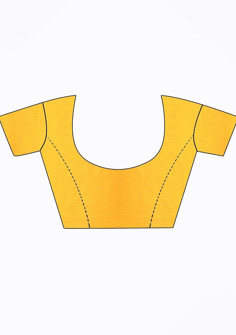 Yellow Floral Georgette Saree Set (Set Of 2)