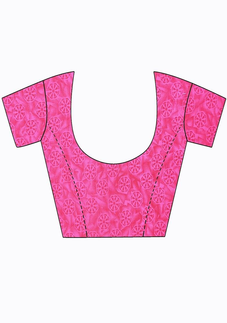 Pink Floral Georgette Saree Set (Set Of 2)