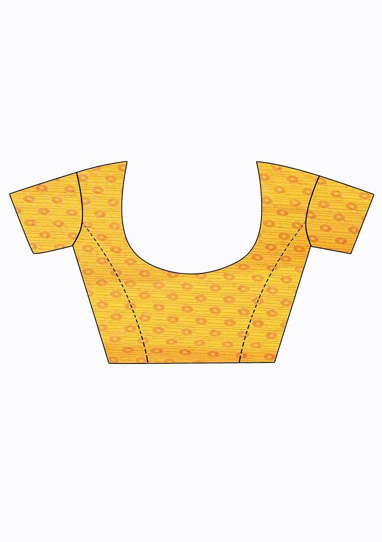 Yellow Embroidered Poly Blend Saree Set