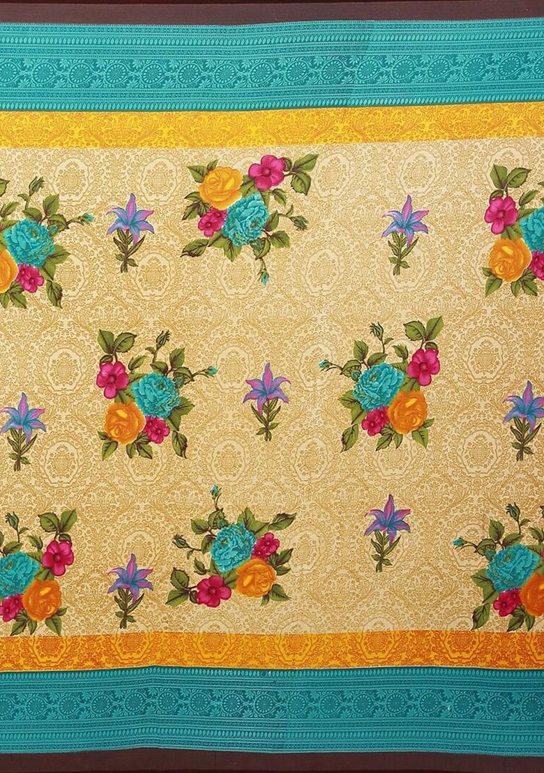 Beige Embroidered Georgette Saree Set