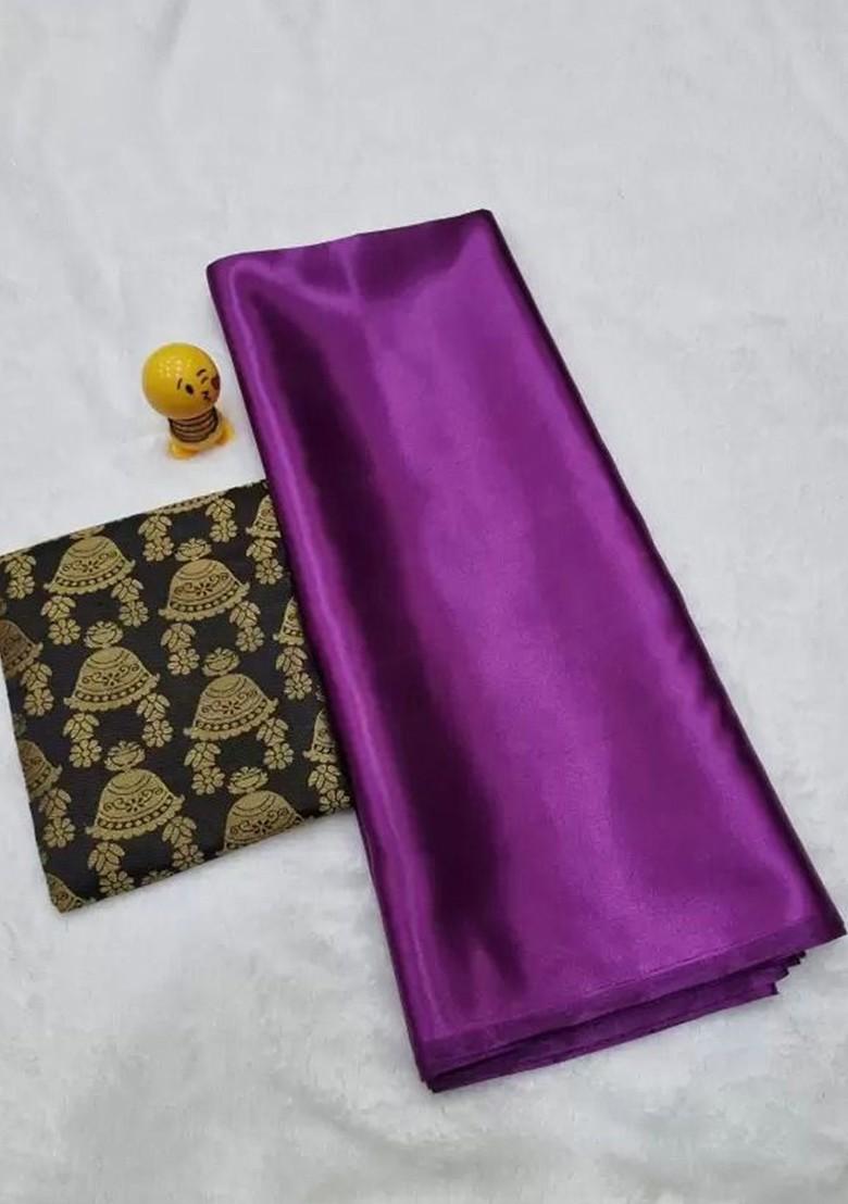 Burgundy Embroidered Satin Saree Set