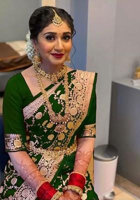 Lime Green woven Silk Saree Set