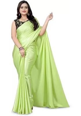 Sea Green Embroidered Satin Saree Set