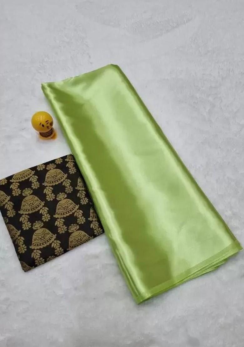 Sea Green Embroidered Satin Saree Set