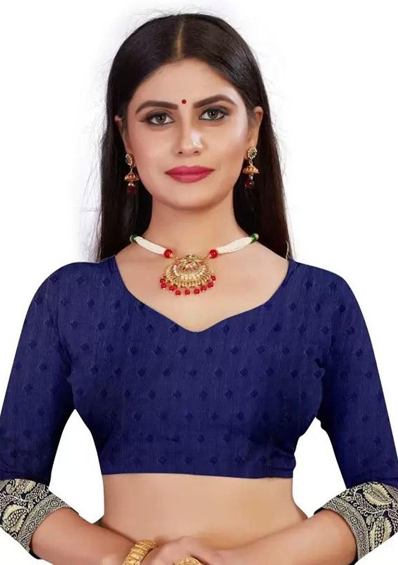 Navy Blue woven Kanjeevaram Saree Set