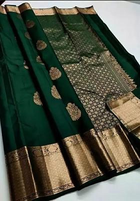 Green woven Kanjeevaram Saree Set