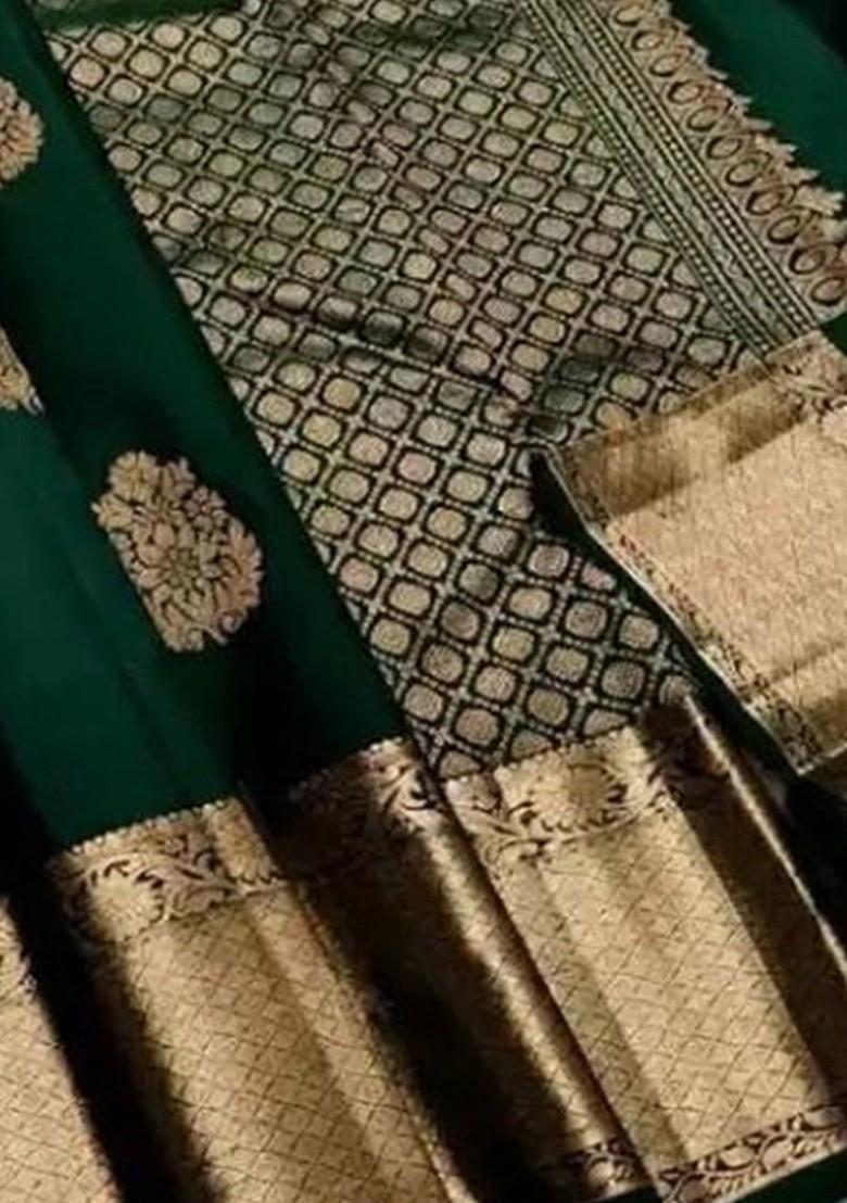Green woven Kanjeevaram Saree Set