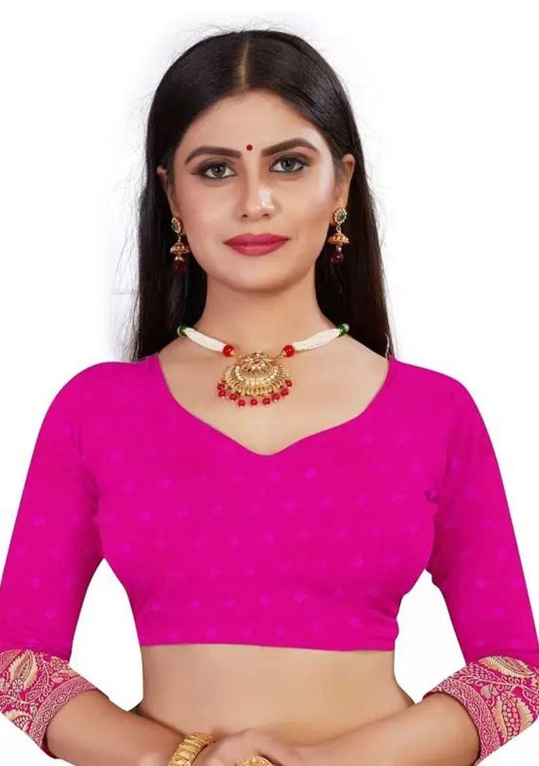 Pink woven Kanjeevaram Saree Set