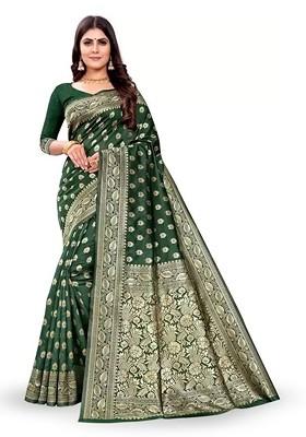 Green woven Kanjeevaram Saree Set