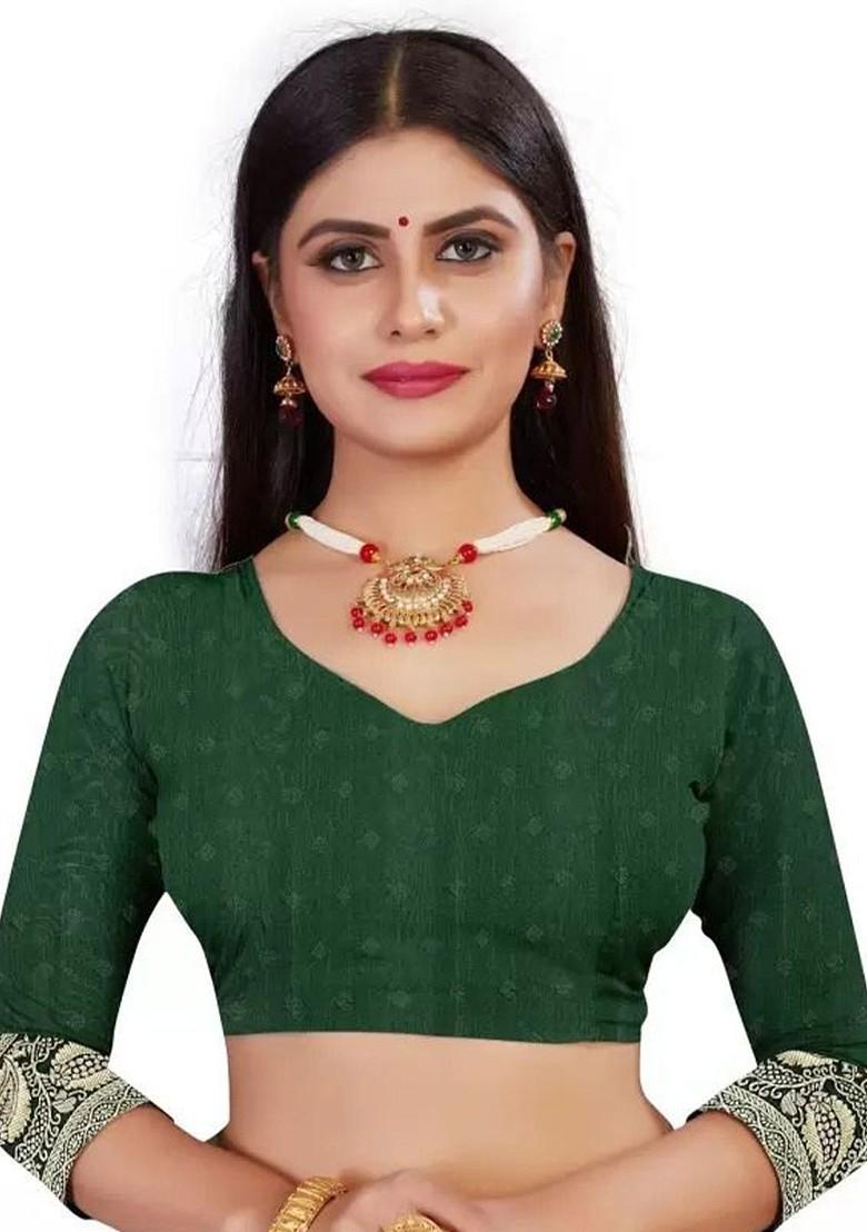 Green woven Kanjeevaram Saree Set