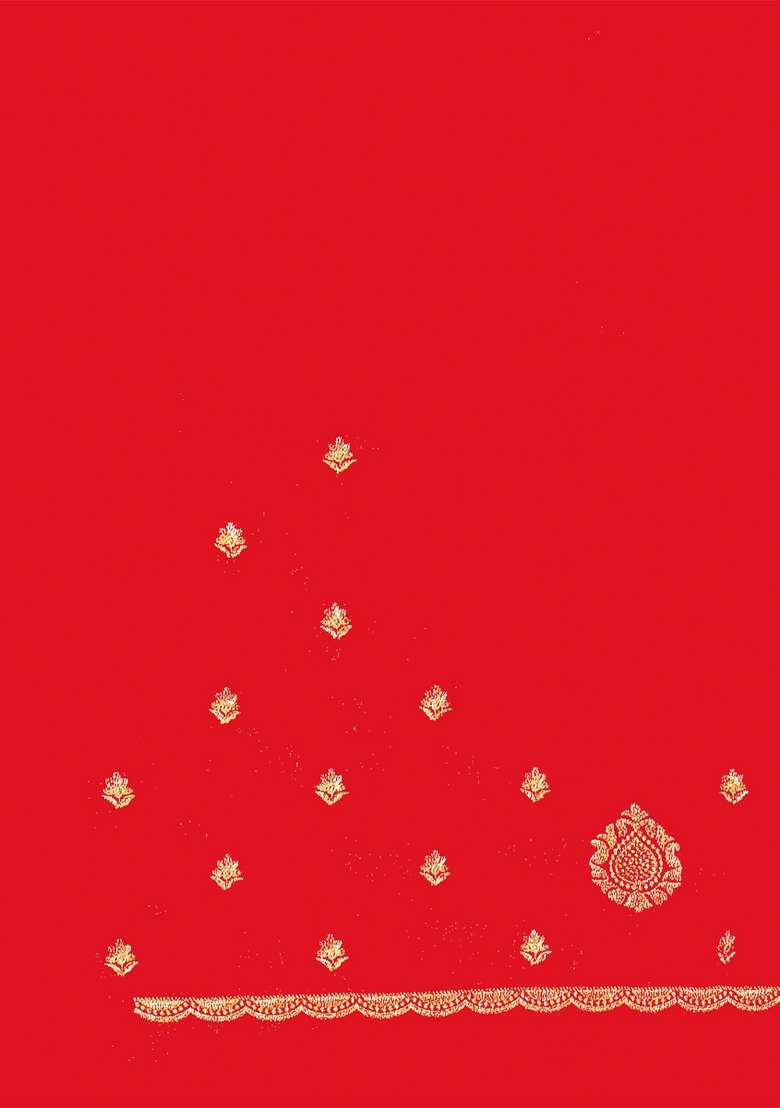 Red Sequin Work Silk Blend Saree Set for Diwali and Festive Wear - Indya