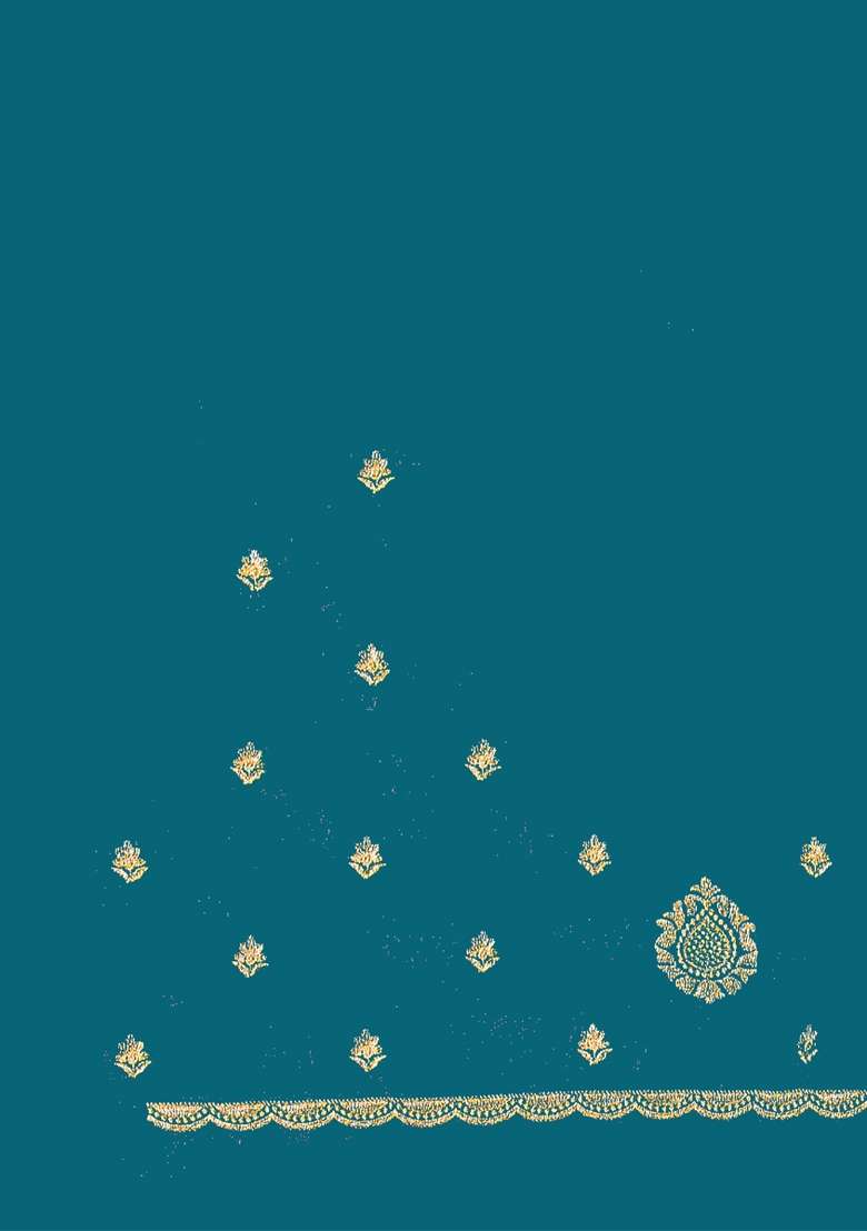 Teal Blue Sequin Work Silk Blend Saree Set for Diwali and Festive Wear - Indya