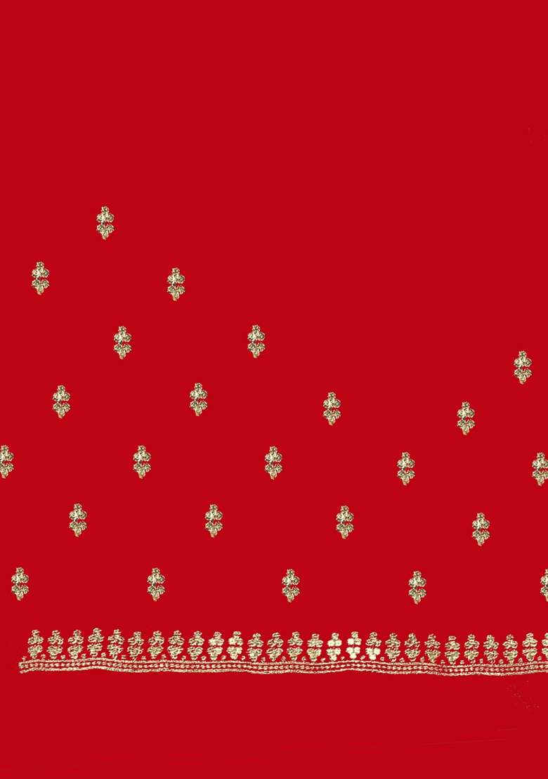 Red Sequin Work Art Silk Blend Saree Set - Indya
