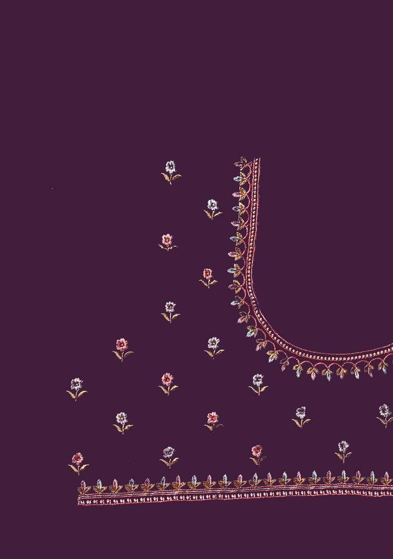 Purple Georgette Saree Set with Embroidered for Diwali | Wedding & Festive Wear - Indya