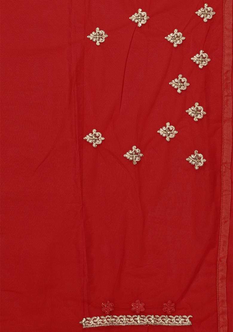 Red Work Net Saree Set with Sequin for Diwali | Wedding & Festive Wear - Indya
