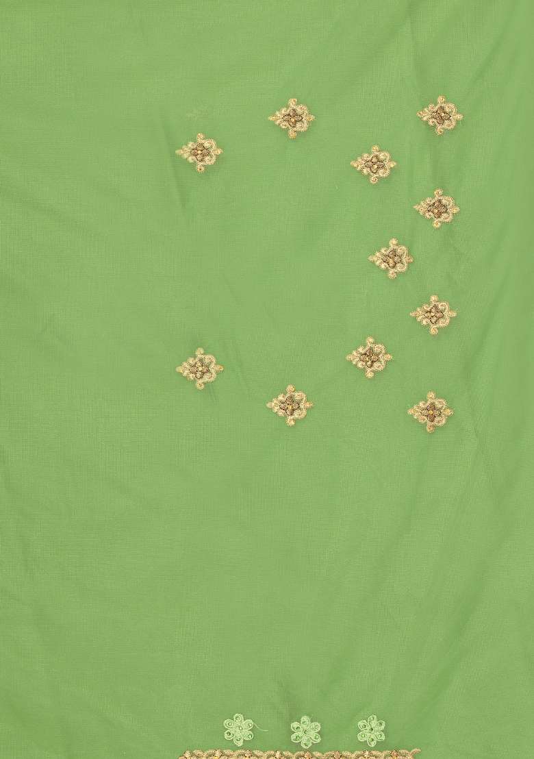 Green Work Net Saree Set with Sequin for Diwali | Wedding & Festive Wear - Indya