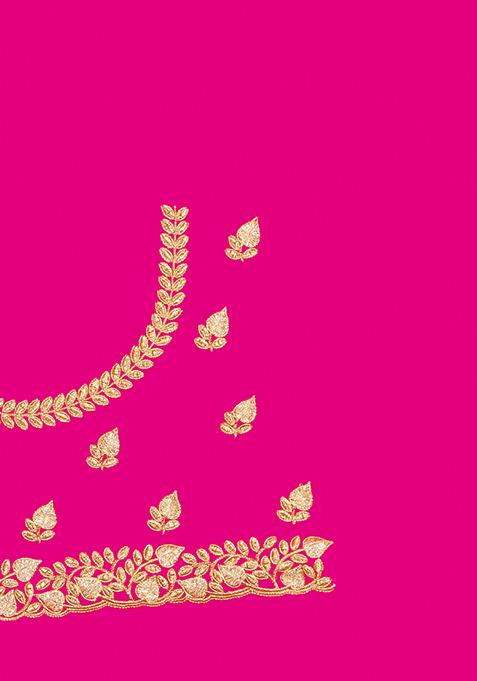 Magenta Zari Work Satin Saree Set
