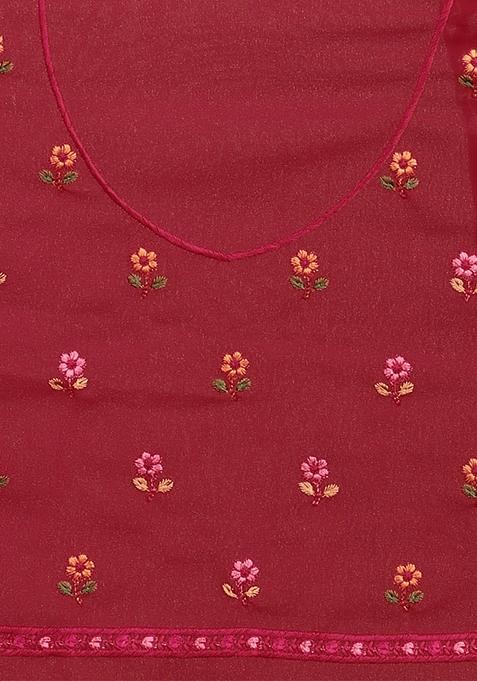 Maroon Zari Work Georgette Saree Set