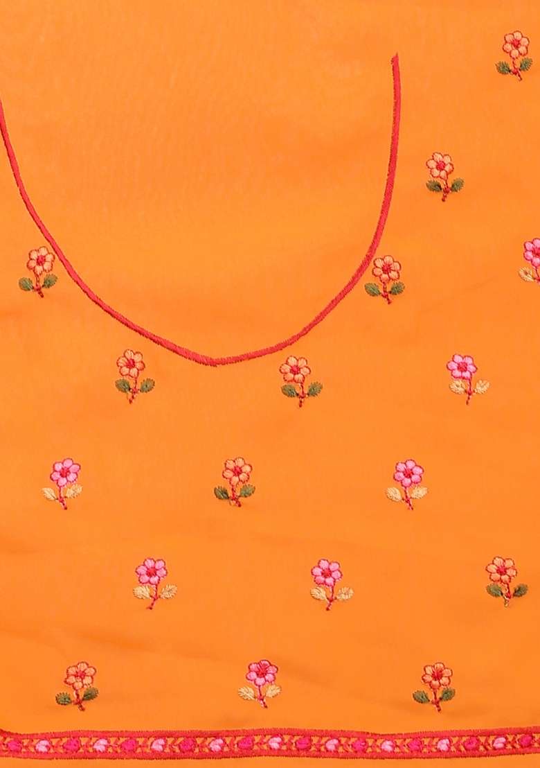 Mustard Yellow Zari Work Georgette Saree Set for Diwali and Festive Wear - Indya