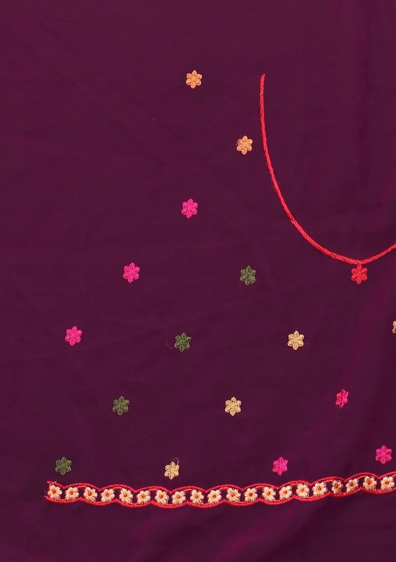 Wine Zari Work Georgette Saree Set