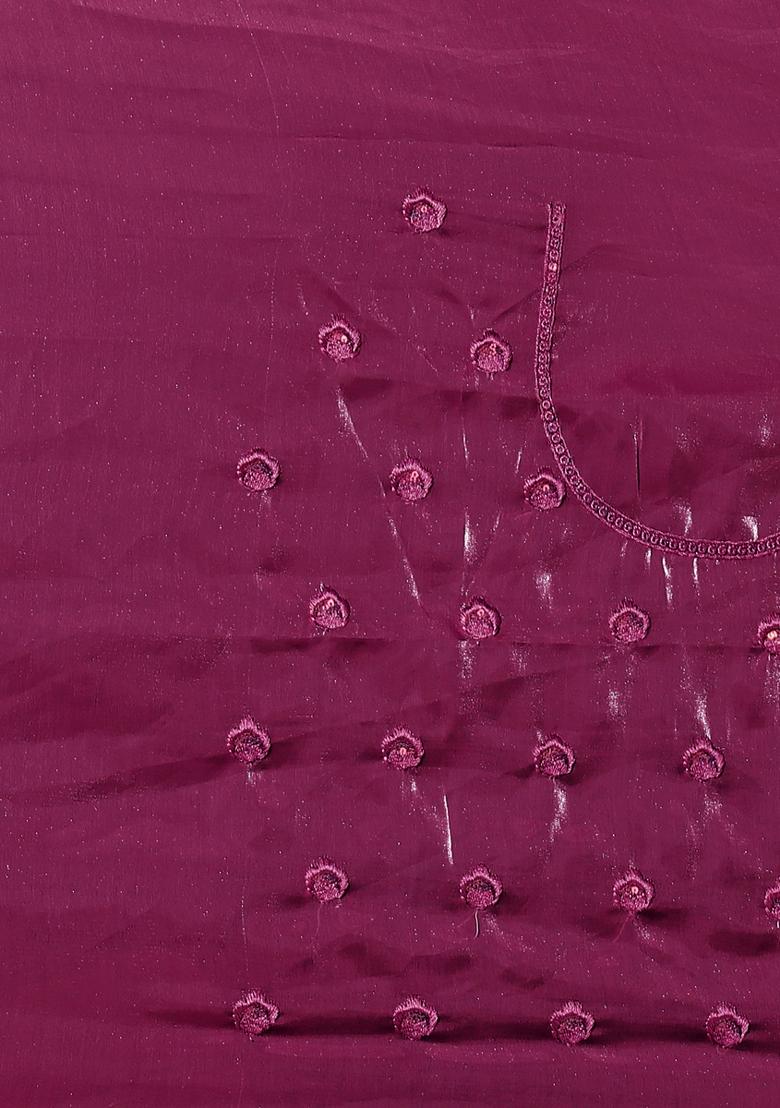 Wine Sequin Work Art Silk Saree Set