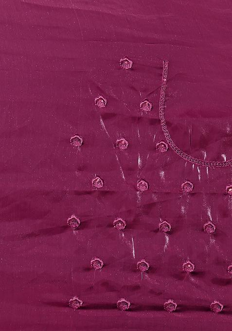 Wine Sequin Work Art Silk Saree Set