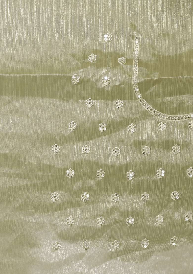 Green Sequin Work Art Silk Blend Saree Set for Diwali and Festive Wear - Indya