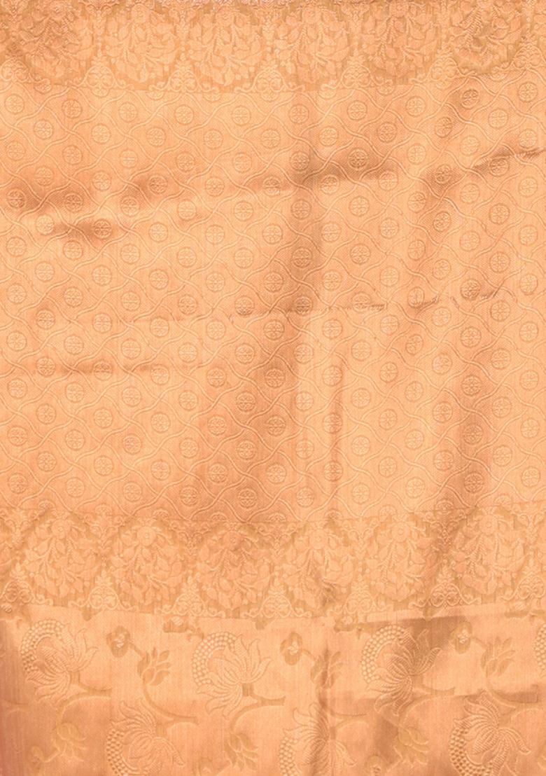 Beige Zari Work Silk Saree Set