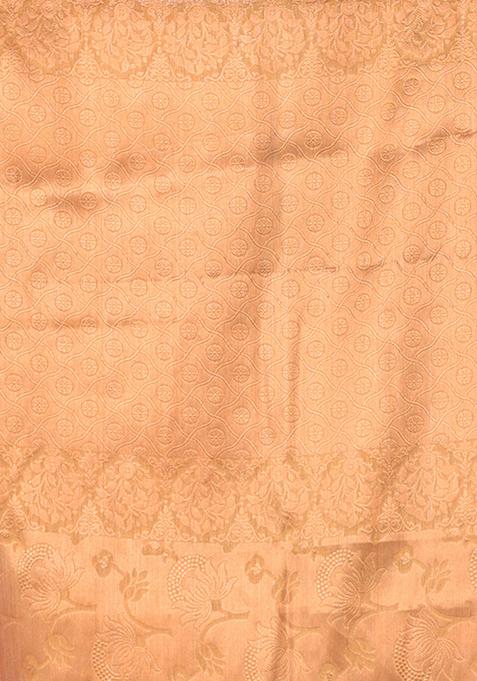 Beige Zari Work Silk Saree Set