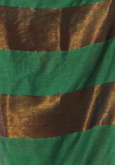 Green Zari Work Cotton Saree Set