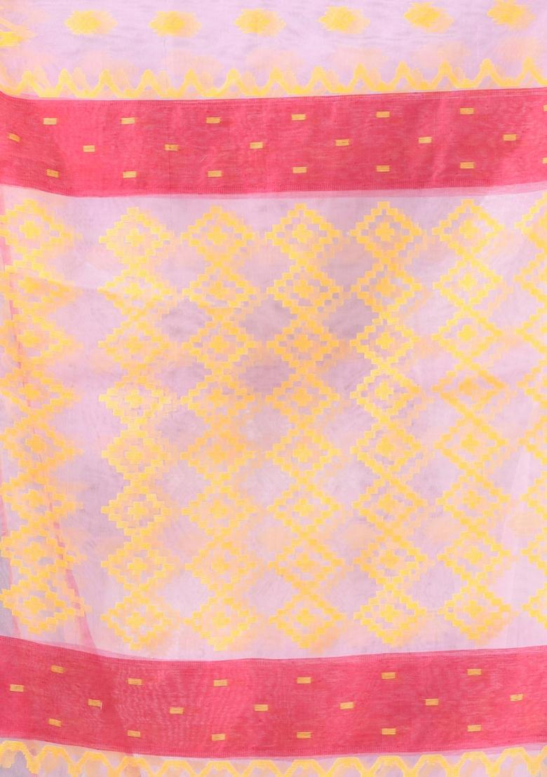 Lavender Embroidered Muslin Saree Set - Indya