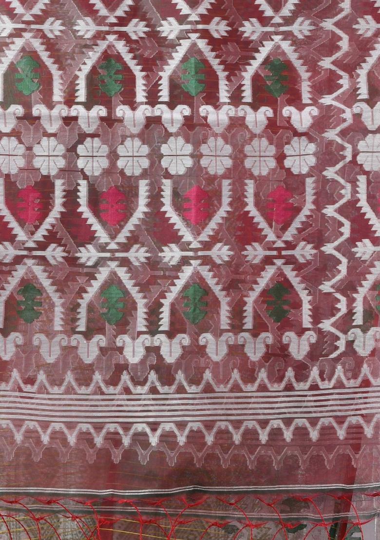 Green Striped Muslin Saree Set - Indya