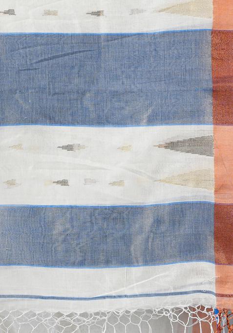 Off White Zari Work Cotton Saree Set