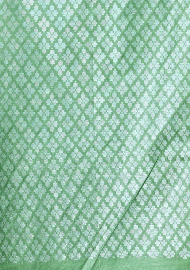 Off White Striped Silk Saree Set - Indya