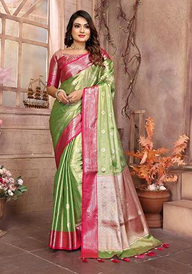 Green Zari Work Silk Saree Set