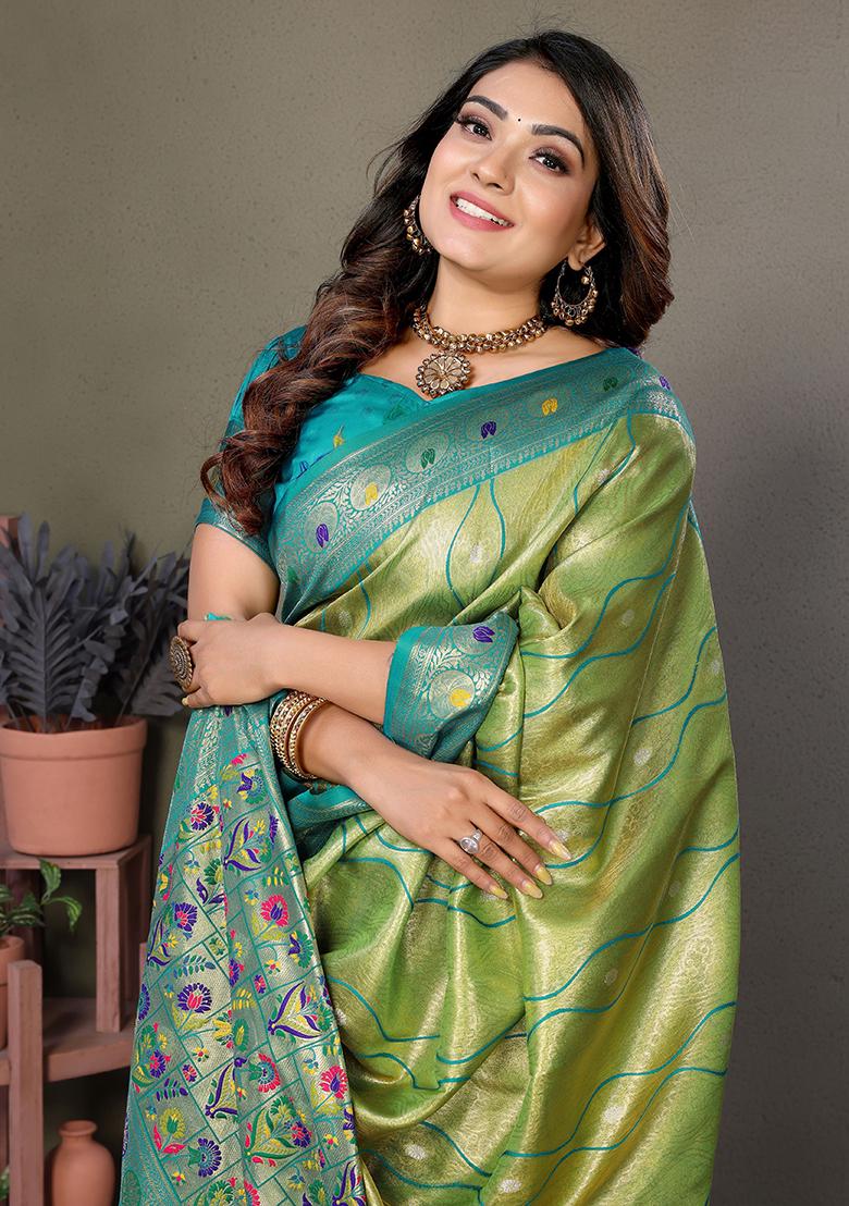 Green Zari Work Silk Saree Set