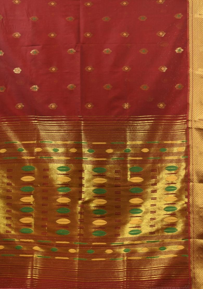 Brown Zari Work Silk Saree Set - Indya