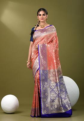 Red Zari Work Silk Saree Set