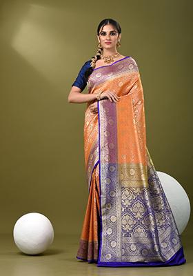 Mustard Yellow Zari Work Silk Saree Set