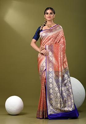 Red Zari Work Silk Saree Set