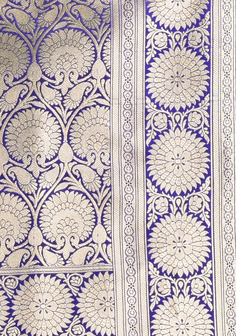 Orange Zari Work Silk Saree Set - Indya