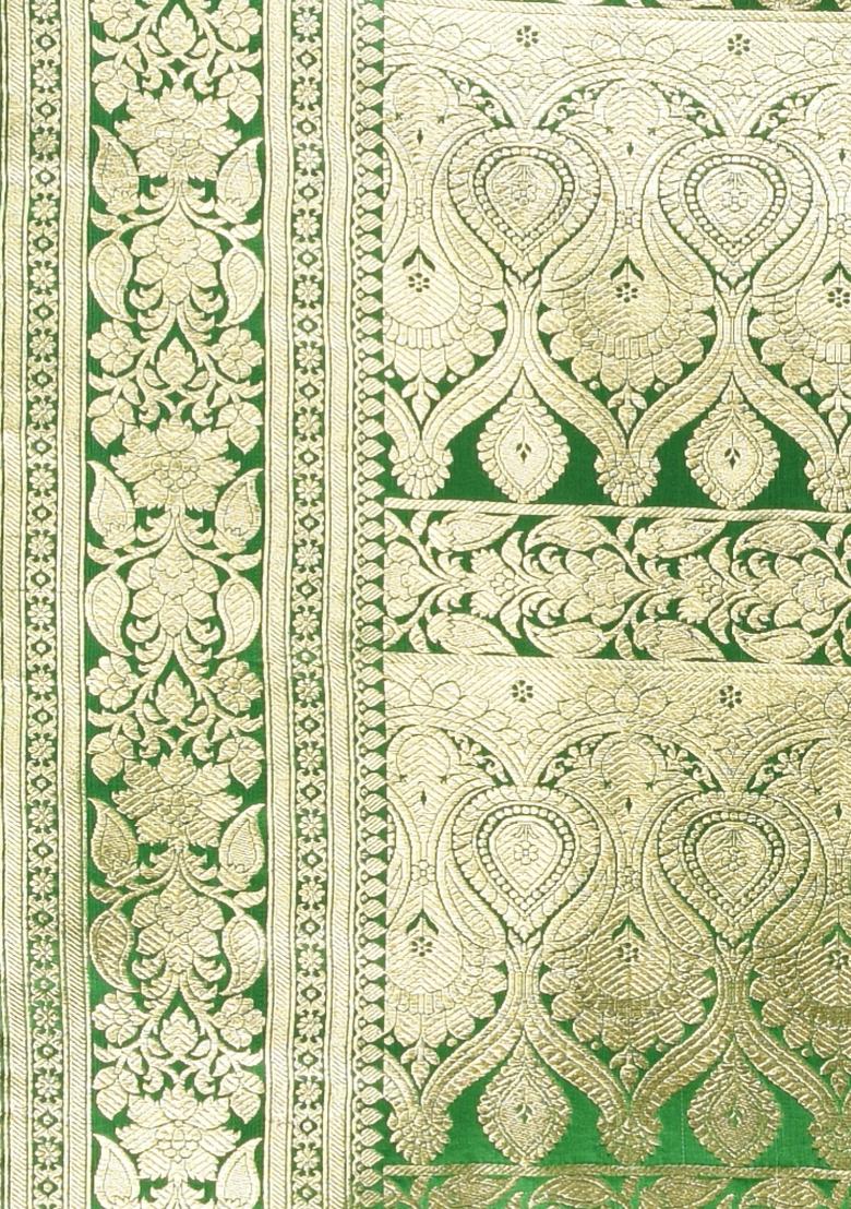 Grey Zari Work Silk Saree Set - Indya