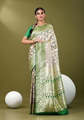 Rosy Brown Zari Work Silk Saree Set