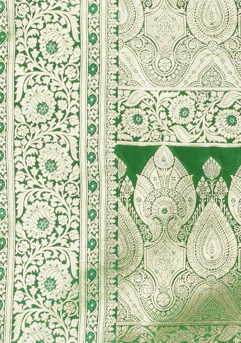 Peach Zari Work Silk Saree Set