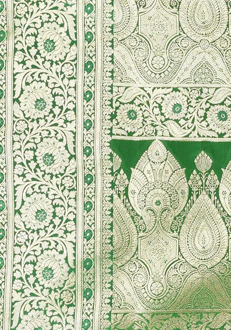 Peach Zari Work Silk Saree Set